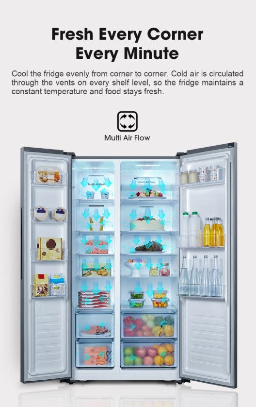 Hisense 620L Fridge Side by Side INVERTER RS666N4ACNIV Refrigerator (Silver)