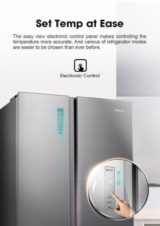 Hisense 620L Fridge Side by Side INVERTER RS666N4ACNIV Refrigerator (Silver)