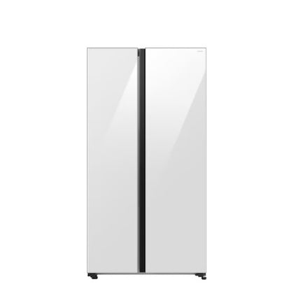 Samsung Fridge 647L Bespoke AI Side by side RS70F65QNWME Refrigerator Smartthings AI Energy (White Glass)