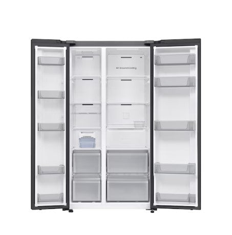 Samsung Fridge 647L Bespoke AI Side by side RS70F65QNWME Refrigerator Smartthings AI Energy (White Glass)