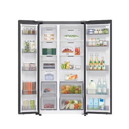 Samsung Fridge 647L Bespoke AI Side by side RS70F65QNWME Refrigerator Smartthings AI Energy (White Glass)