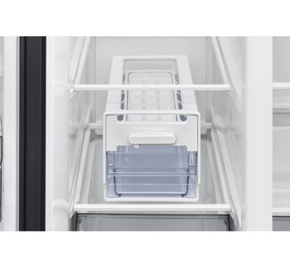 Samsung Fridge 647L Bespoke AI Side by side RS70F65QNWME Refrigerator Smartthings AI Energy (White Glass)