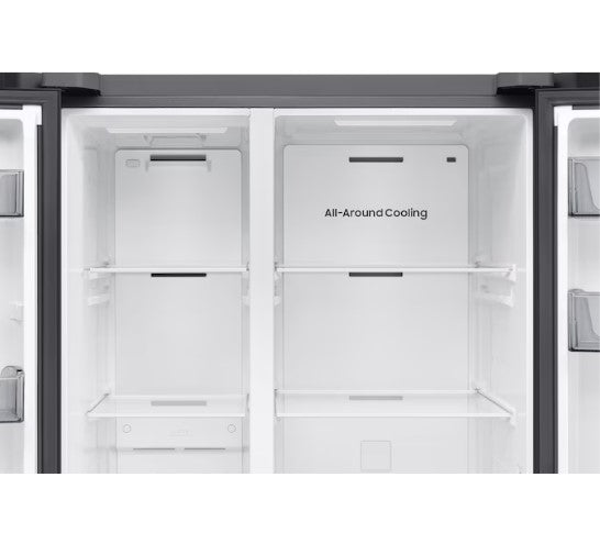 Samsung Fridge 647L Bespoke AI Side by side RS70F65QNWME Refrigerator Smartthings AI Energy (White Glass)