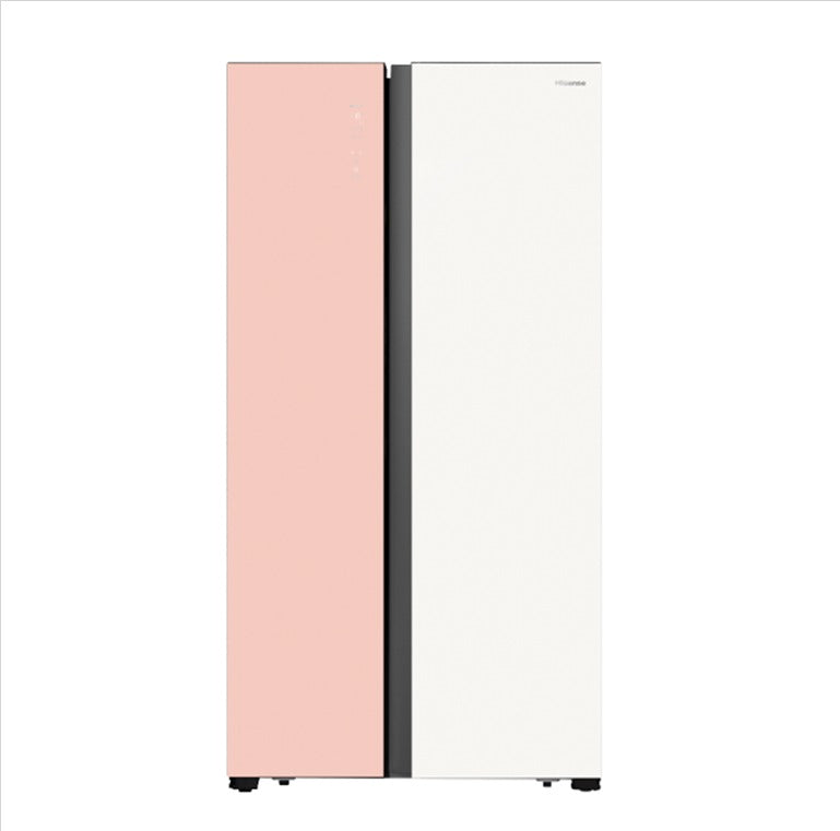 Hisense 660L Side by Side Inverter Refrigerator Fridge RS728N4AWPU (White & Orange Glass) Peti Sejuk
