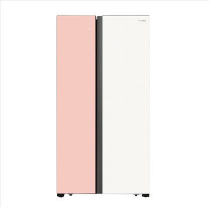 Hisense 660L Side by Side Inverter Refrigerator Fridge RS728N4AWPU (White & Orange Glass) Peti Sejuk