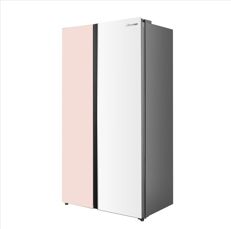 Hisense 660L Side by Side Inverter Refrigerator Fridge RS728N4AWPU (White & Orange Glass) Peti Sejuk