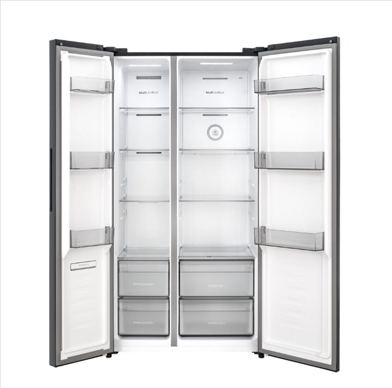 Hisense 660L Side by Side Inverter Refrigerator Fridge RS728N4AWPU (White & Orange Glass) Peti Sejuk