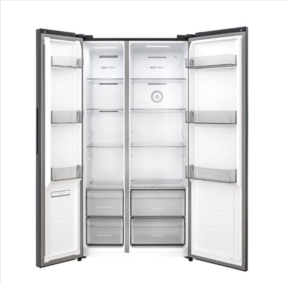 Hisense 660L Side by Side Inverter Refrigerator Fridge RS728N4AWPU (White & Orange Glass) Peti Sejuk