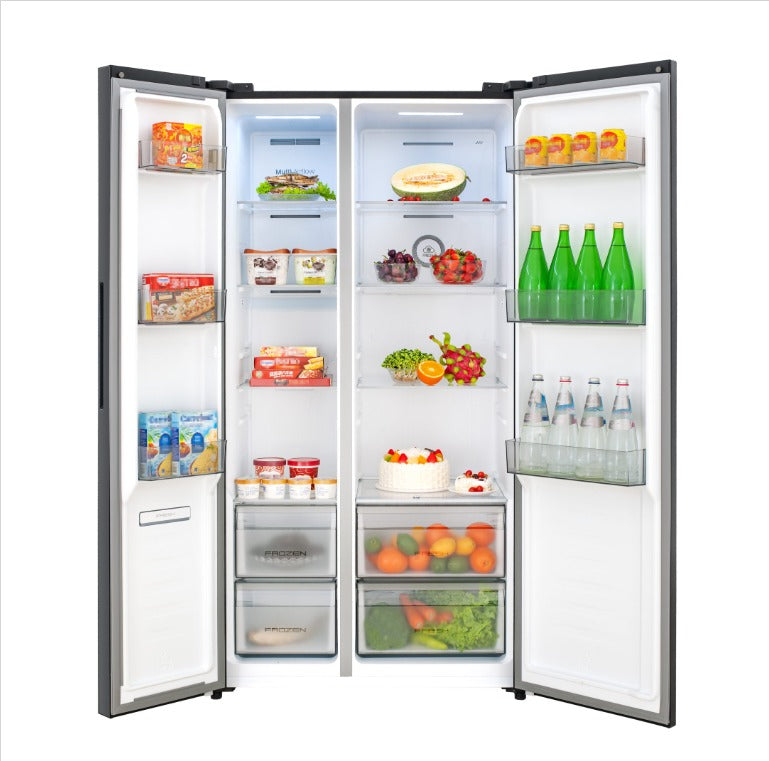 Hisense 660L Side by Side Inverter Refrigerator Fridge RS728N4AWPU (White & Orange Glass) Peti Sejuk