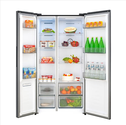 Hisense 660L Side by Side Inverter Refrigerator Fridge RS728N4AWPU (White & Orange Glass) Peti Sejuk