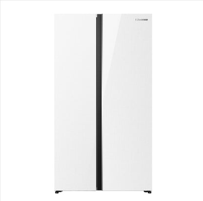 Hisense 660L Side by Side Inverter Refrigerator Fridge RS728N4AWU (White Glass) Peti Sejuk