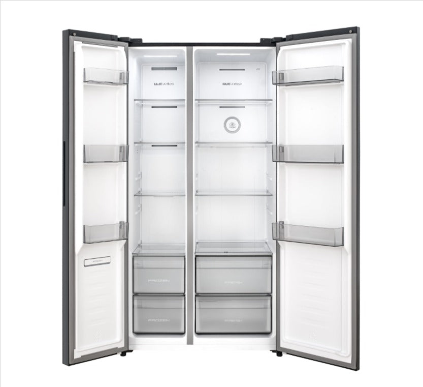 Hisense 660L Side by Side Inverter Refrigerator Fridge RS728N4AWU (White Glass) Peti Sejuk