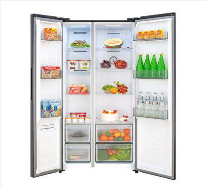 Hisense 660L Side by Side Inverter Refrigerator Fridge RS728N4AWU (White Glass) Peti Sejuk