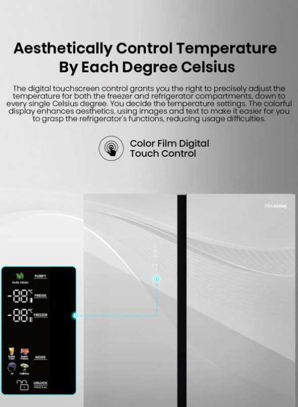 Hisense 726L Side by Side RS808N4ABU Refrigerator