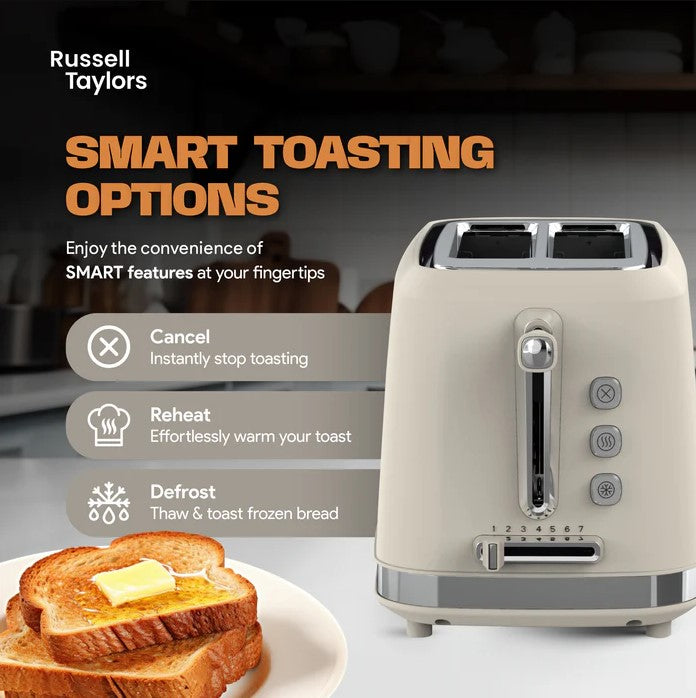 Russell Taylors 1.7L RK-10C (Cream) RK10C Kettle + RT-10C (Cream) RT10 Toaster