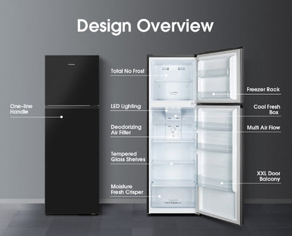 Hisense 320L 2 Door Inverter RT328N4ABN Fridge Refrigerator (Black)