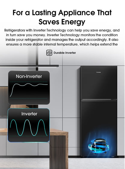 Hisense 320L 2 Door Inverter RT328N4ABN Fridge Refrigerator (Black)
