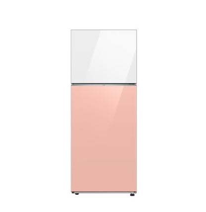 Samsung 427L Bespoke RT42CB66443PME Top Mount Freezer Refrigerator with Optimal Fresh+ in Clean White + Clean Peach Fridge