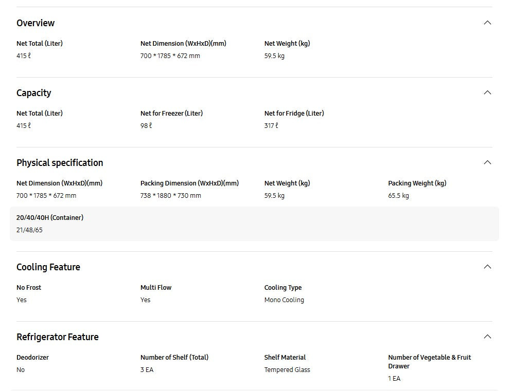 Samsung 427L Fridge Top Mount Freezer with Optimal Fresh RT42CG6444B1ME Inverter Refrigerator