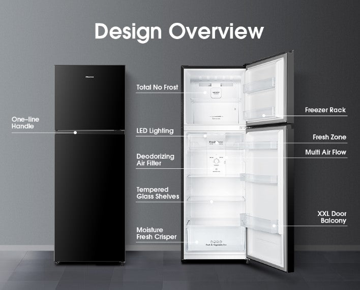 Hisense 420L RT439N4ABN Top Mount Freezer 2 Door Inverter Fridge (Black)