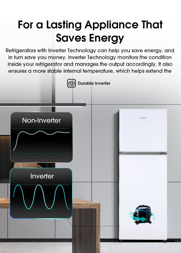 Hisense 420L RT469N4AWU Top Mount Freezer 2 Door Inverter Fridge (White)