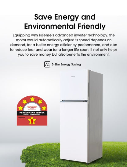 Hisense 420L RT469N4AWU Top Mount Freezer 2 Door Inverter Fridge (White)
