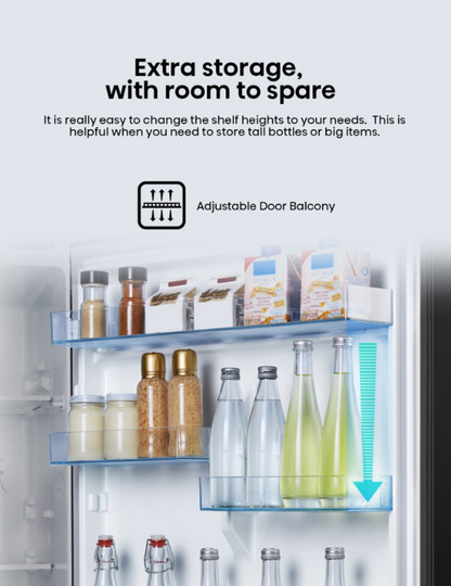 Hisense 2 Door 500L Inverter Fridge RT529N4ABN (Black Steel Door) Peti Sejuk