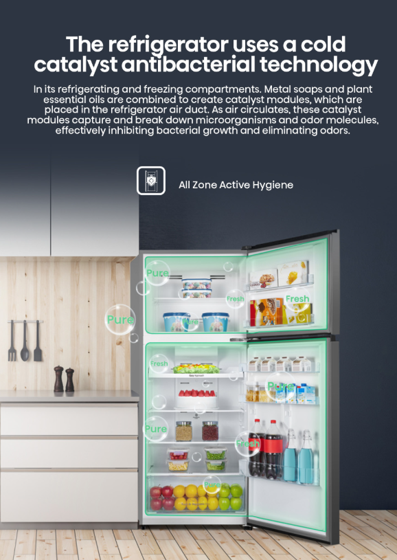 Hisense 2 Door 500L Inverter Fridge RT529N4ABN (Black Steel Door) Peti Sejuk