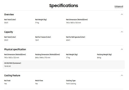 Samsung 530L Refrigerator RT53DG7A64B1ME fridge AI Energy Inverter (Black)