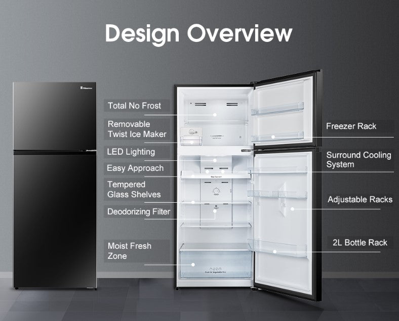 Hisense 500L 2 Door Inverter Fridge RT549N4AWU Refrigerator (White Glass)
