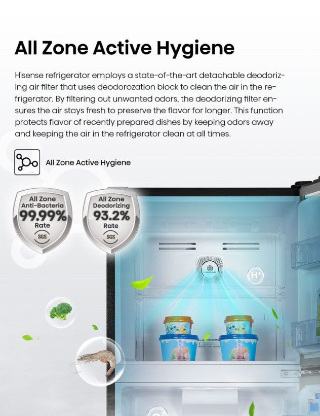 Hisense 500L 2 Door Inverter Fridge RT549N4ABU Refrigerator (Black Glass)