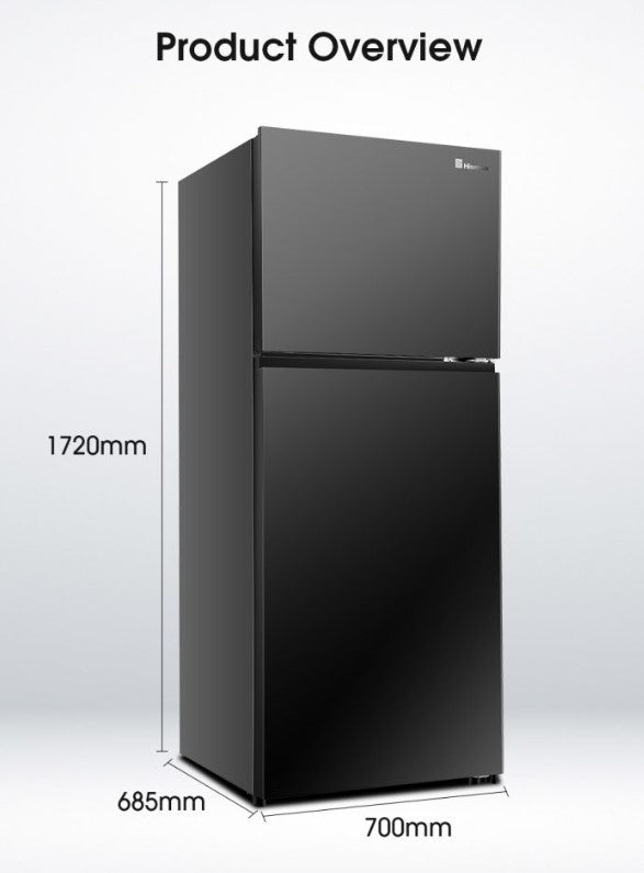 Hisense 500L 2 Door Inverter Fridge RT549N4ABU Refrigerator (Black Glass)