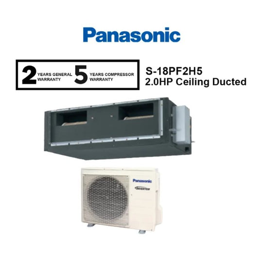 Panasonic 2.0HP S-18PF2H5 / U-18PS2H5-1 Ceiling Ducted Air Conditioner Inverter / Air Cond AC