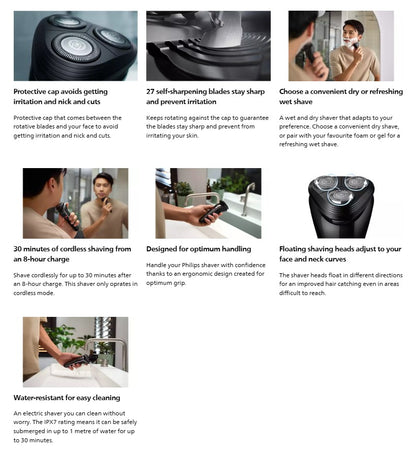 Philips Wet and Dry Electric Fast Charge Shaver series 1000 S1103/02 / S1103 Pencukur Bulu