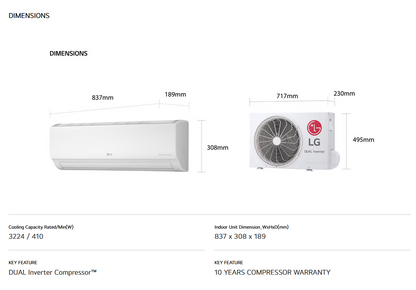 LG S3-Q12JAPWL/S3NQ12JAPWL 1.5HP Dual Inverter Classic Air Conditioner S3UQ12JAPWL