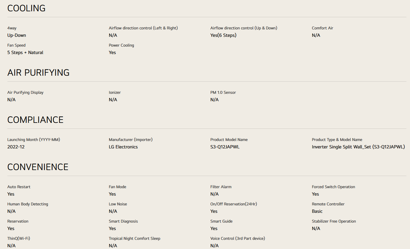 LG S3-Q12JAPWL/S3NQ12JAPWL 1.5HP Dual Inverter Classic Air Conditioner S3UQ12JAPWL