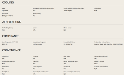 LG S3-Q12JAPWL/S3NQ12JAPWL 1.5HP Dual Inverter Classic Air Conditioner S3UQ12JAPWL