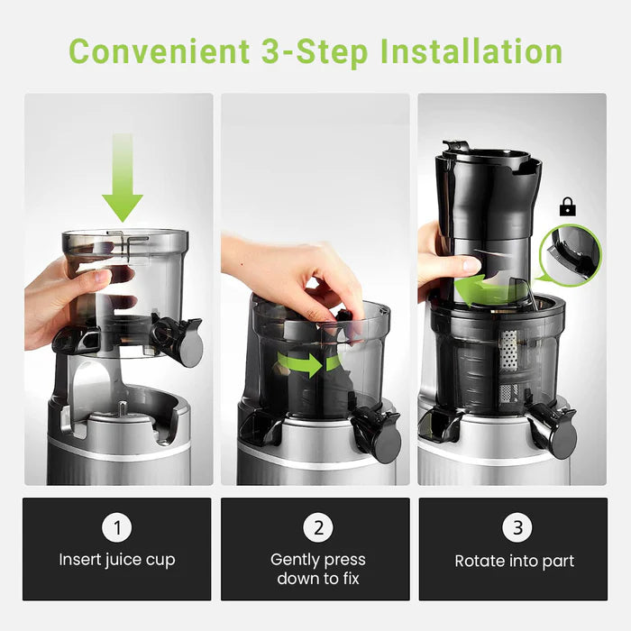 Russell Taylors Masticating Cold Press Slow Juicer with 80mm Wide Feeding Tube SJ2