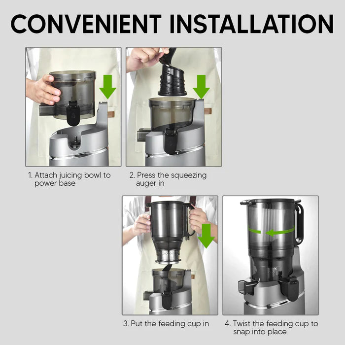 Russell Taylors Masticating Cold Press Slow Juicer with 130mm Wide Feeding Tube SJ3