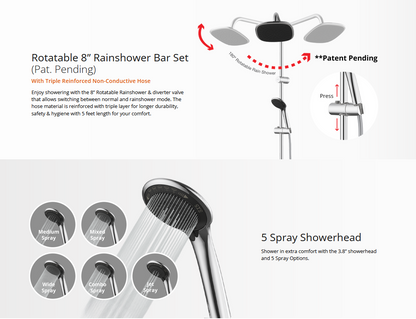 Joven Water Heater SL30E-RS/SL30ERSBK Black Water Heater With Rain Shower (Without Pump)