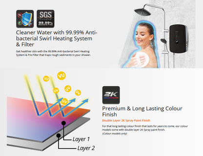 Joven Water Heater SL30IP-RS/SL30IPRS White Water Heater With DC Inverter Pump And Rain Shower