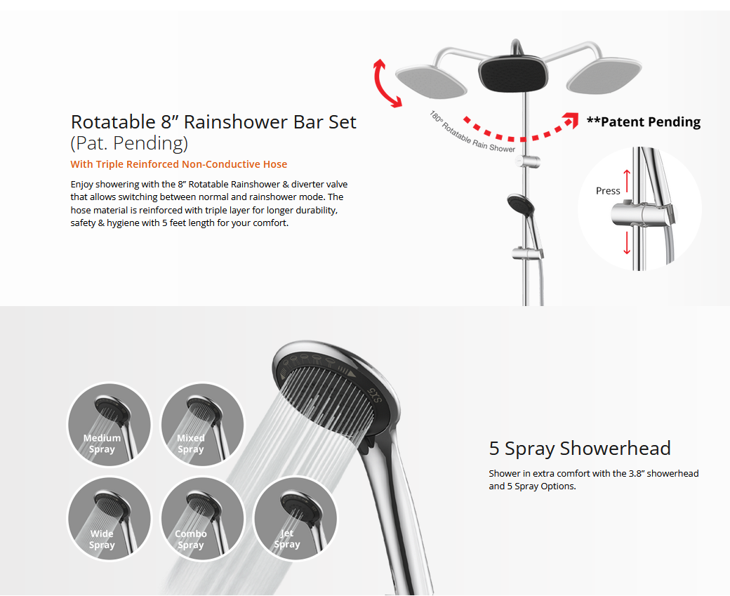 Joven Water Heater SL30IP-RS/SL30IPRS White Water Heater With DC Inverter Pump And Rain Shower