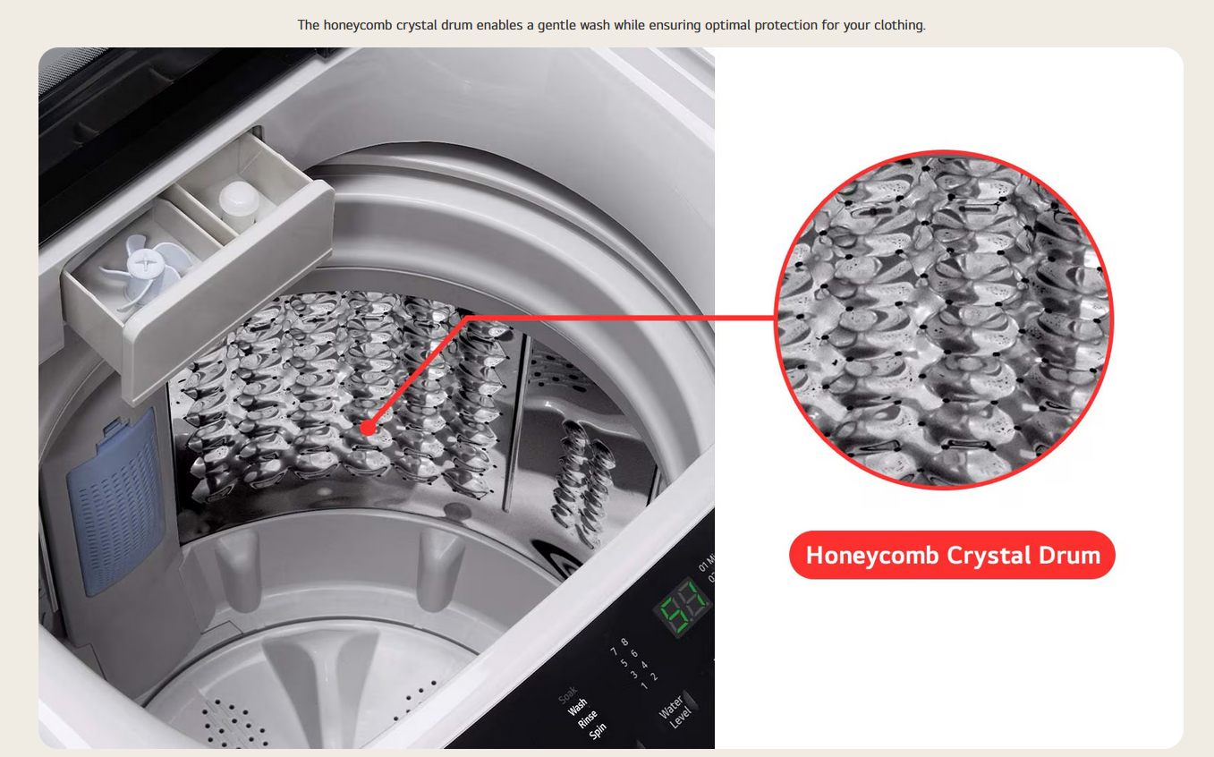 LG T2109NT1G1 9kg Top Load Washer with Honeycomb Crystal Drum (White)