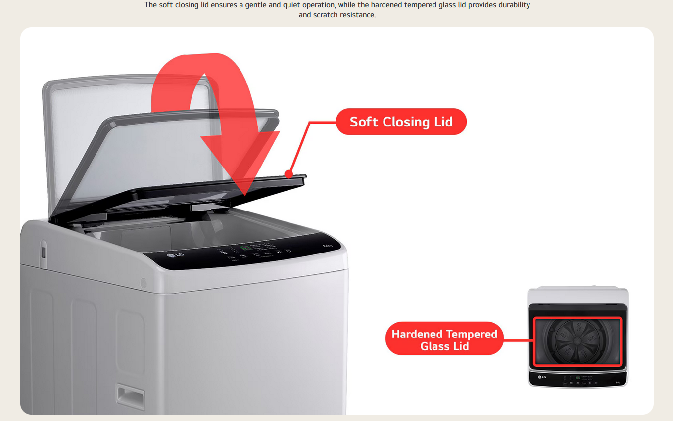 LG T2109NT1G1 9kg Top Load Washer with Honeycomb Crystal Drum (White)