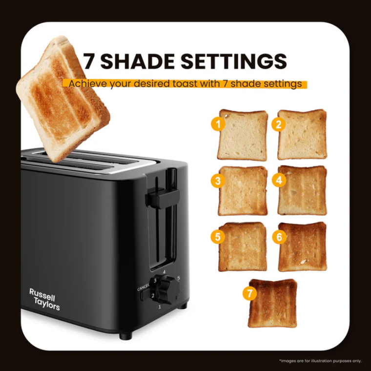 Russell Taylors 7-Shades Bread Toaster T2 Black / T2B