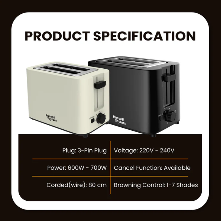 Russell Taylors 7-Shades Bread Toaster T2 Black / T2B