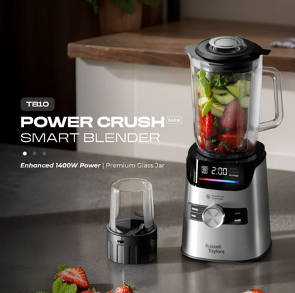 Russell Taylors PowerCrush Blender 1.7L Glass Jug with Grinder 1400W TB10