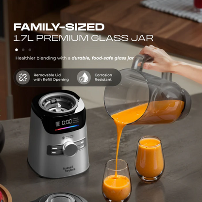 Russell Taylors PowerCrush Blender 1.7L Glass Jug with Grinder 1400W TB10