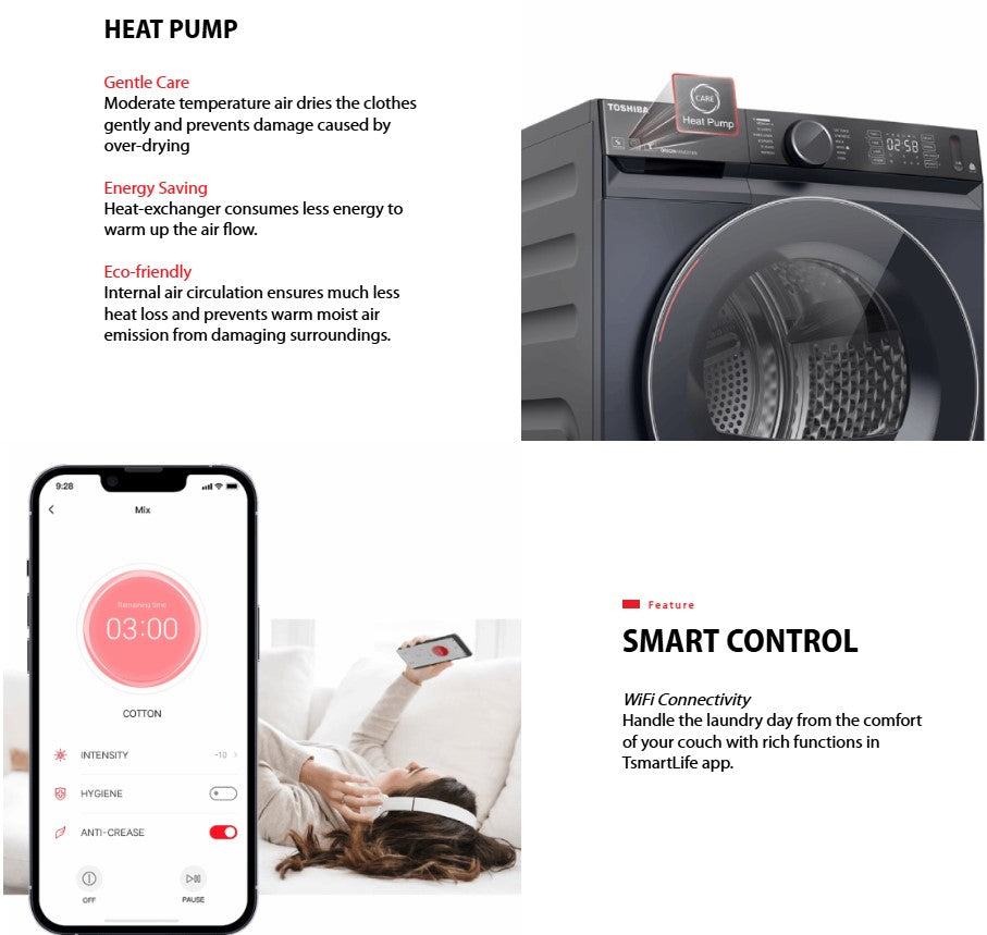 Toshiba 10KG Heat Pump Tumble Dryer TD-BK110GHM(SK) Silver / TDBK110GHMSK