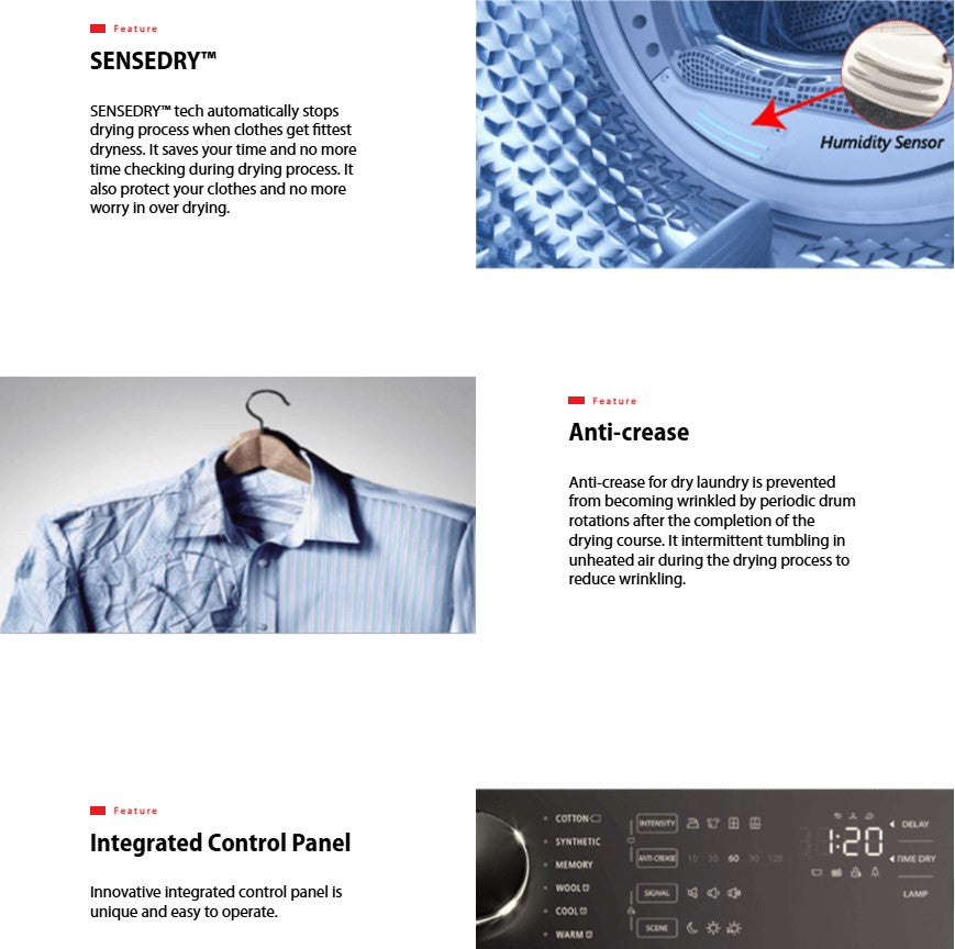 Toshiba Dryer 8KG Condenser SENSEDRY TD-K90MEM(SK) / TDK90MEMSK Dark Silver